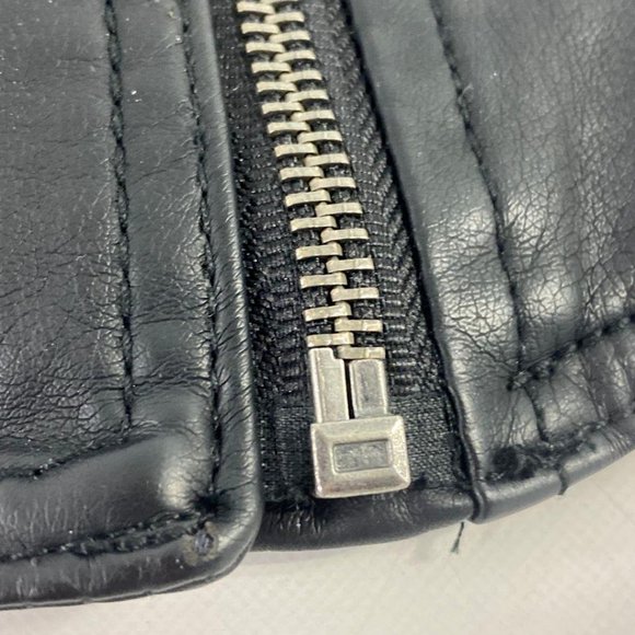 Jou Jou Women's Black Faux Leather Floral Embroidered Motorcycle Jacket Medium - Picture 5 of 5